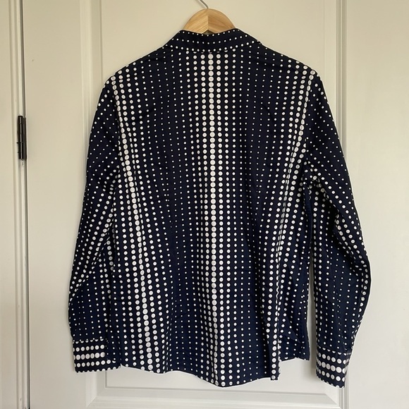 Jones New York Signature Women’s Geometric Polka Dots Blouse Navy/White L - Picture 5 of 7
